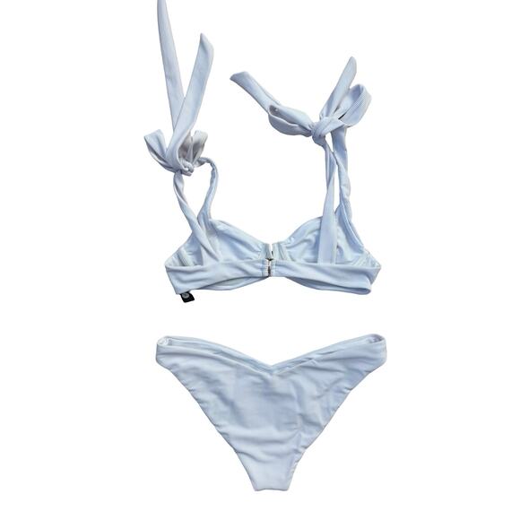 $216 Beach Riot White Ribbed Vanessa Bottom Blair Top Bikini Set - L / XL - Picture 4 of 7